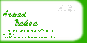 arpad maksa business card